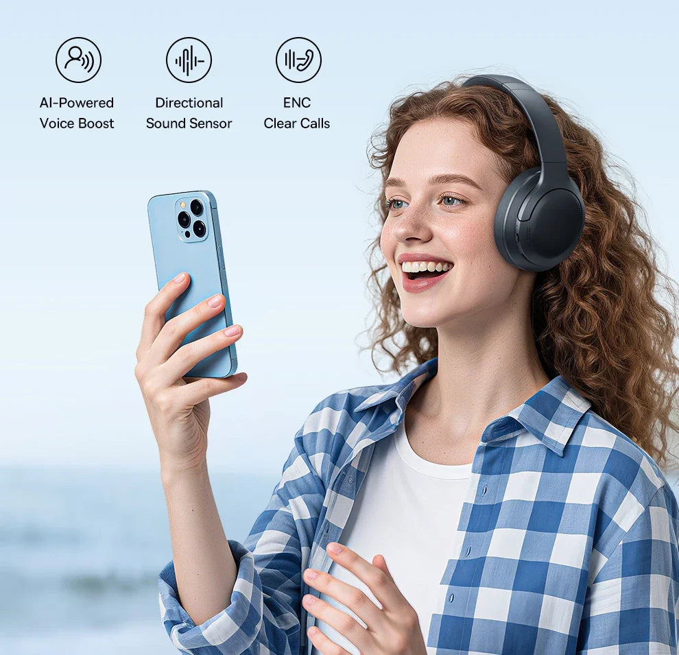 Baseus Wireless Headphones Bluetooth 6.0 HIFI Level Earphone 40Mm Driver Foldable over Ear Headsets 80H Playtime Spatial Audio