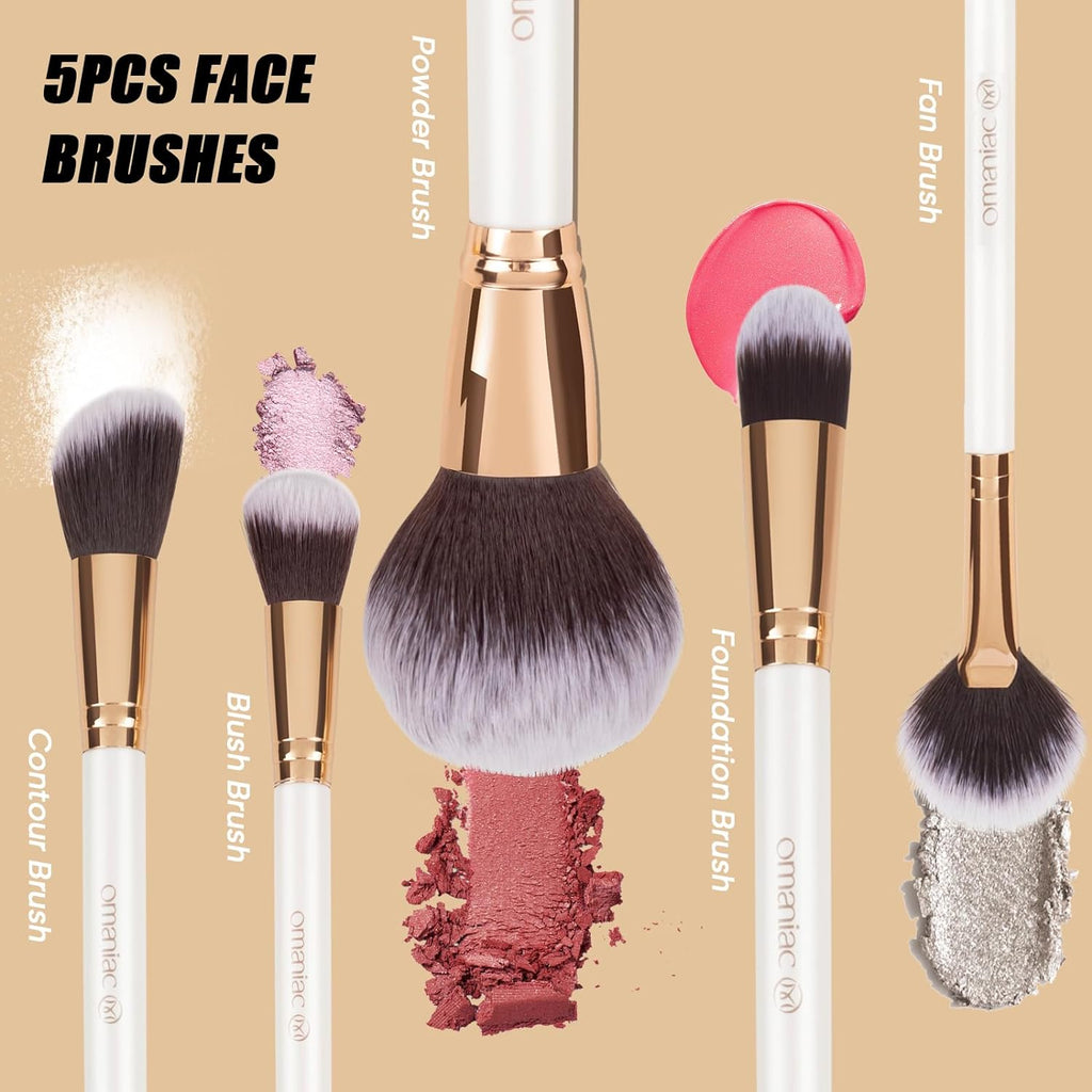 Professional Makeup Brushes Set (12Pcs), Pearl Flash Handles, Comfortable to Hold and Easy to Use. Full Face Travel Make up Brushes Set Professional with Case