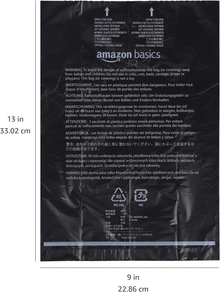 Dog Poo Bags with Dispenser and Leash Clip, Unscented, 300 Count (20 Packs of 15)
