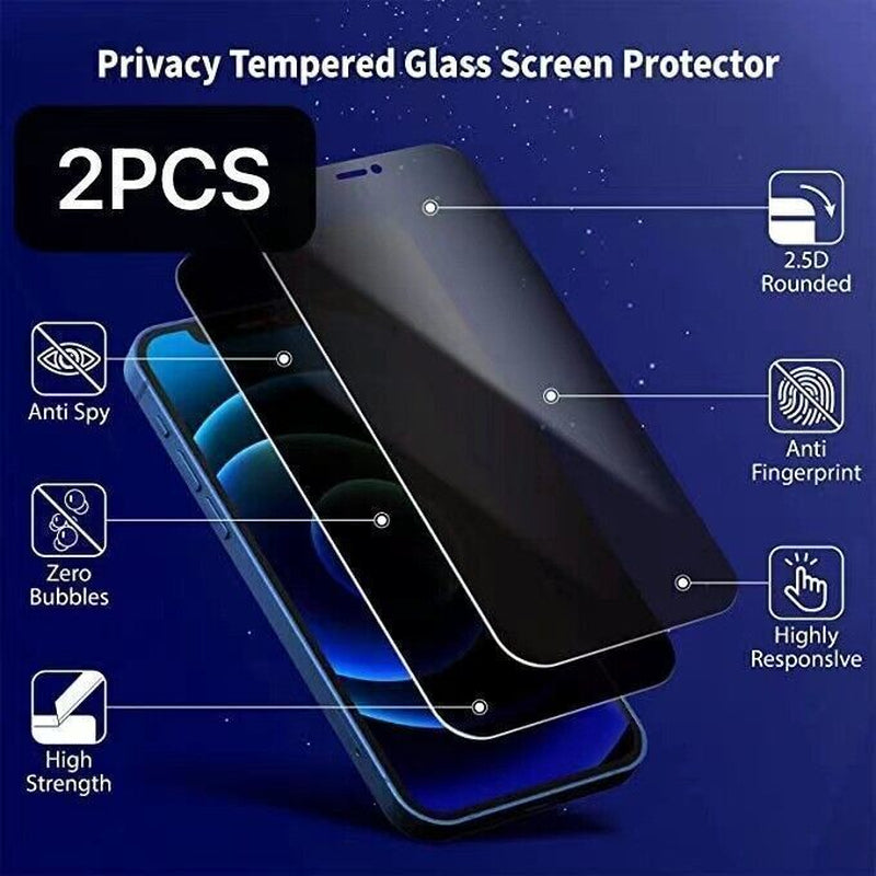 2PCS Privacy Tempered Glass for Iphone 13 14 15 16 17 Pro Max Screen Protectors