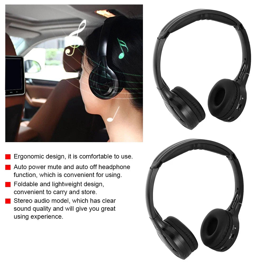2 Channel Cordless Infrared IR Stereo Audio Headphone Earphone for Car Headrest DVD Cordless Headphone Infrared Headphone