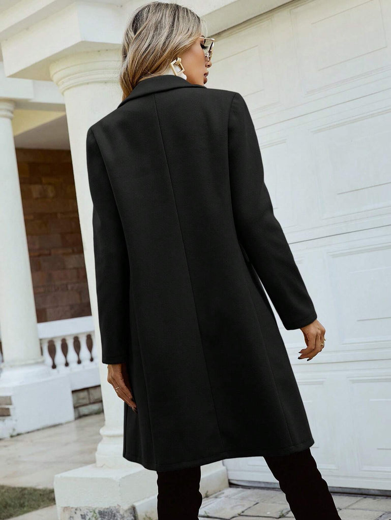 Double Breasted Lapel Collar Overcoat Fall Winter Cloth for Women