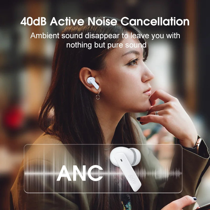 QCY HT05 Melobuds ANC Wireless Earbuds 40Db Multi-Mode ANC 6 Mics Ai-Enhanced Calls Bluetooth 5.2 Earphones Transparency 30H