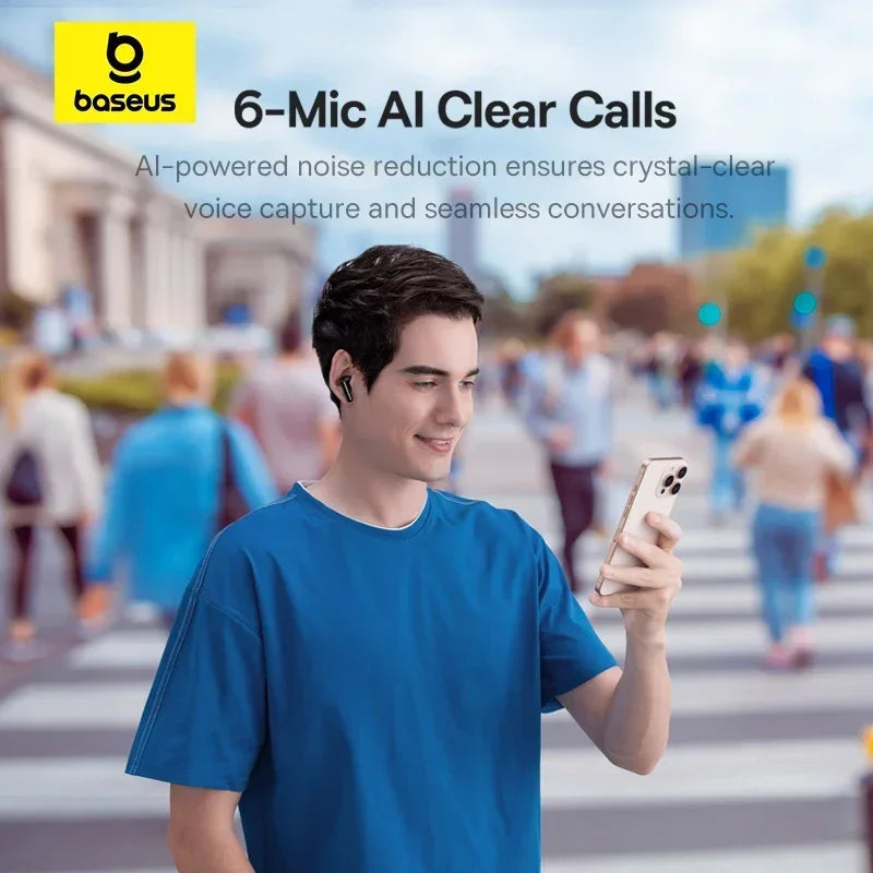 Baseus EP10 Pro ANC Earbuds Wireless Bluetooth 6.0 Earphones 50Db Realtime Adaptive Headphones 6 Mic Hi-Res LDAC IP55 Ear Buds