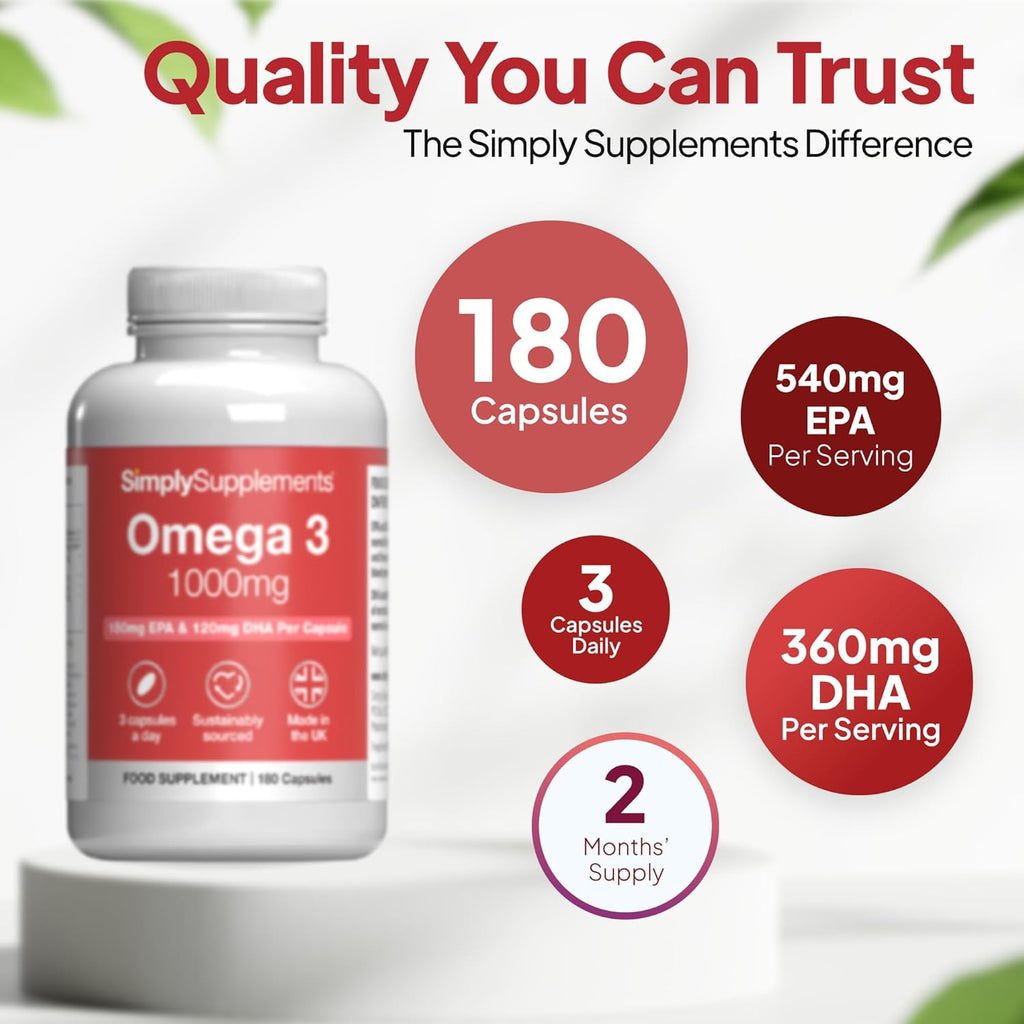Omega 3 Fish Oil 1000Mg | 180 Capsules | High EPA & DHA