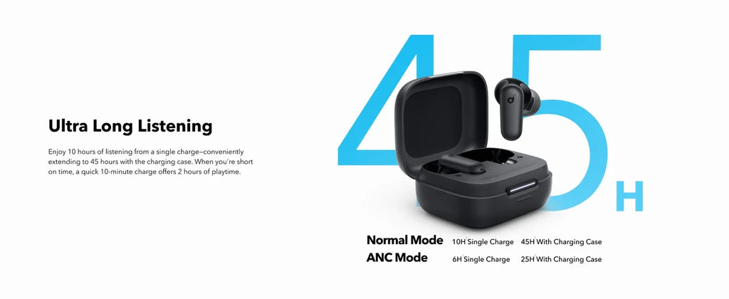 Soundcore P30I by Anker Noise Cancelling Earbuds, Strong and Smart Noise Cancelling, Powerful Bass, 45H Playtime, Bluetooth 5.4