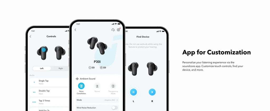 Soundcore P30I by Anker Noise Cancelling Earbuds, Strong and Smart Noise Cancelling, Powerful Bass, 45H Playtime, Bluetooth 5.4