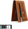 Bifold Multi Card Case Anti-Lost Bluetooth Leather Wallet with Alarm, Position Record (Via Phone GPS) (Brown)