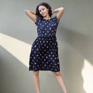 Brown Leopard Knee Length Breastfeeding Dress | Nursing Dress | MilkyMoonn