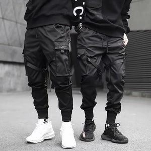 Ribbons Harem Joggers Men Cargo Pants Streetwear 2026 Hip Hop Casual Pockets Track Pants Male Harajuku Fashion Trousers