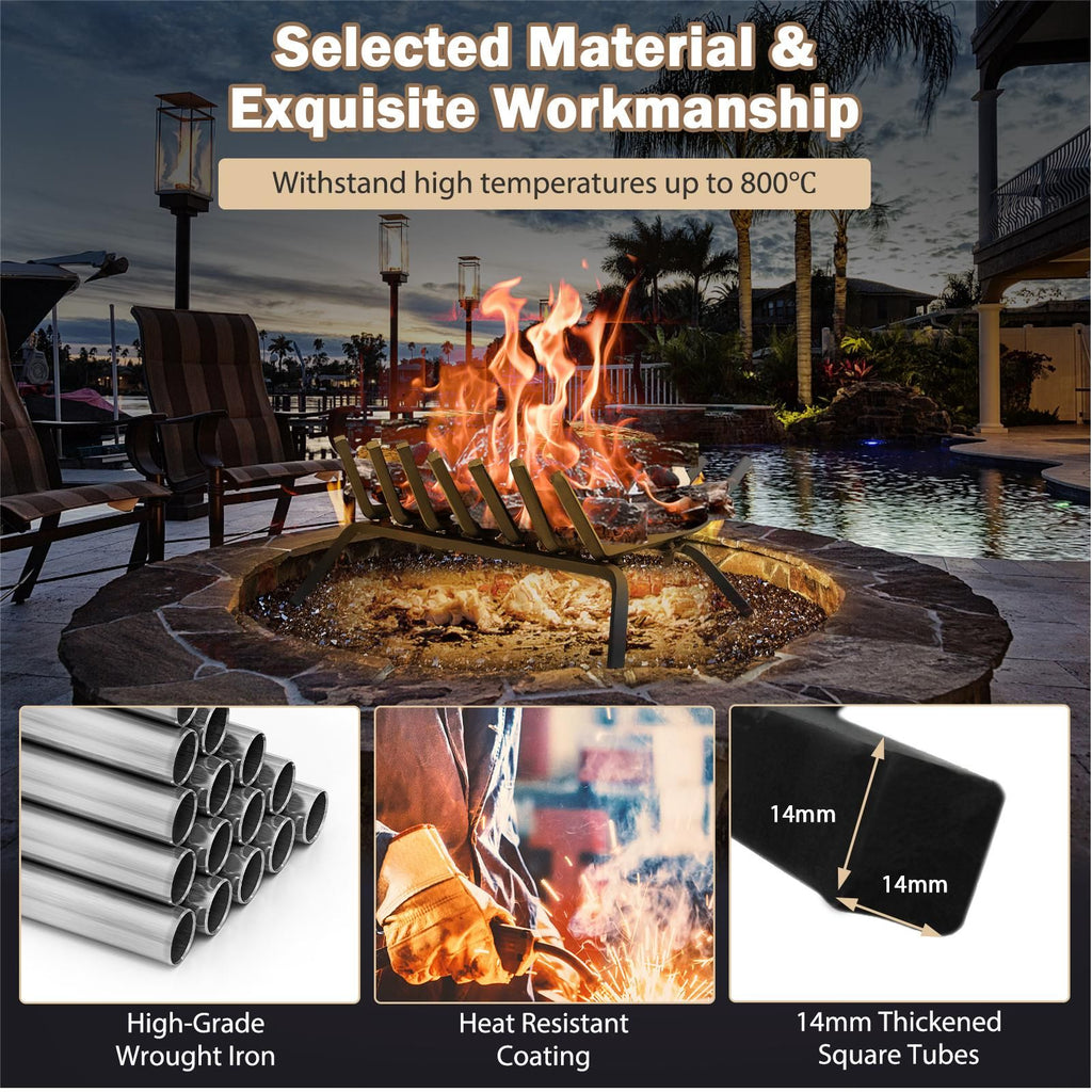 Outdoor Fireplace Grate Iron Fireplace Log Holder with 7 Steel Bars