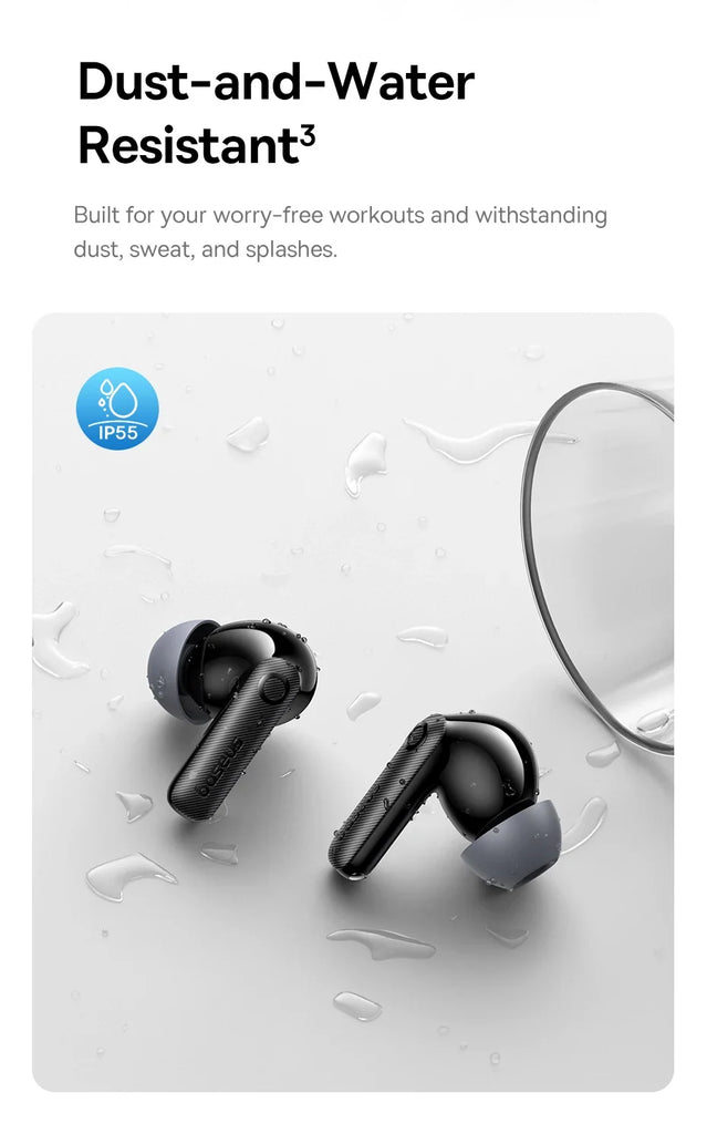 Baseus EP10 Pro ANC Earbuds Wireless Bluetooth 6.0 Earphones 50Db Realtime Adaptive Headphones 6 Mic Hi-Res LDAC IP55 Ear Buds