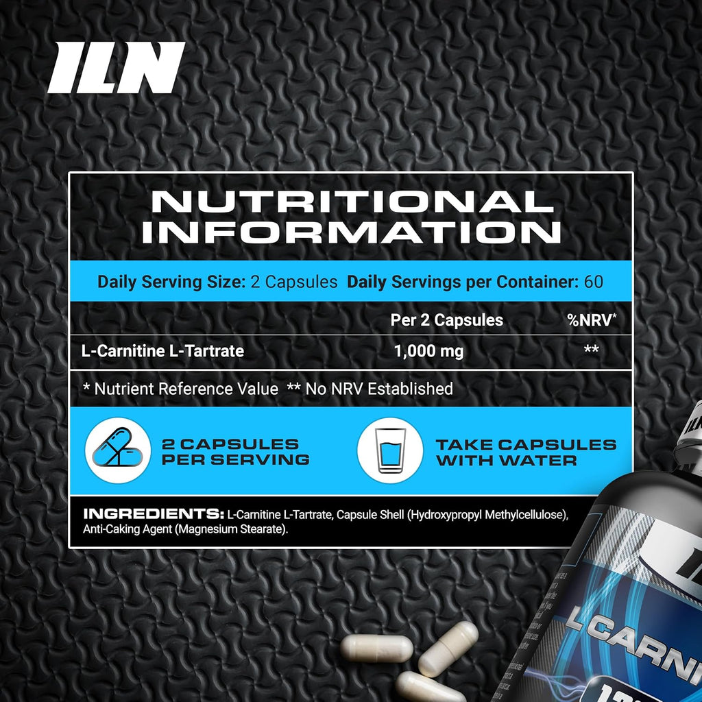 L Carnitine Capsules – 1000Mg L-Carnitine Tartrate per Serving for Men and Women – Vegan Friendly – 120 Capsules (2 Month Supply)