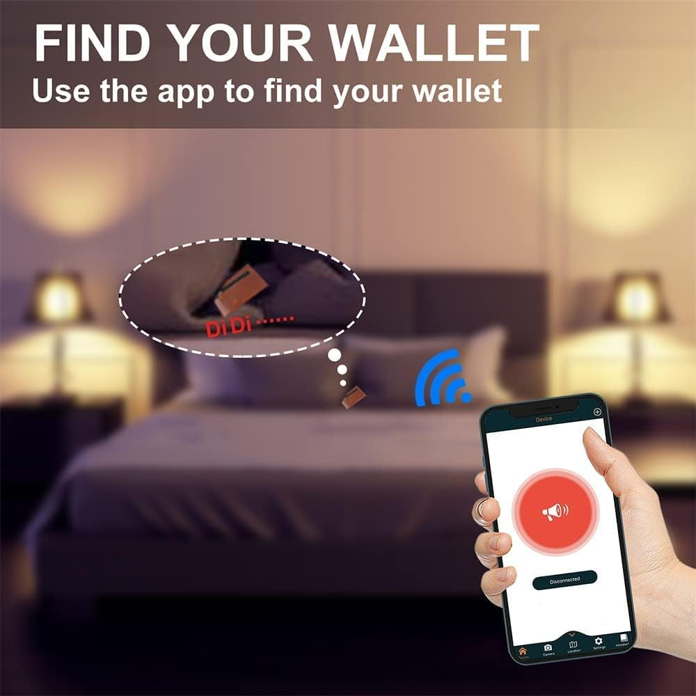 Bifold Multi Card Case Anti-Lost Bluetooth Leather Wallet with Alarm, Position Record (Via Phone GPS) (Brown)