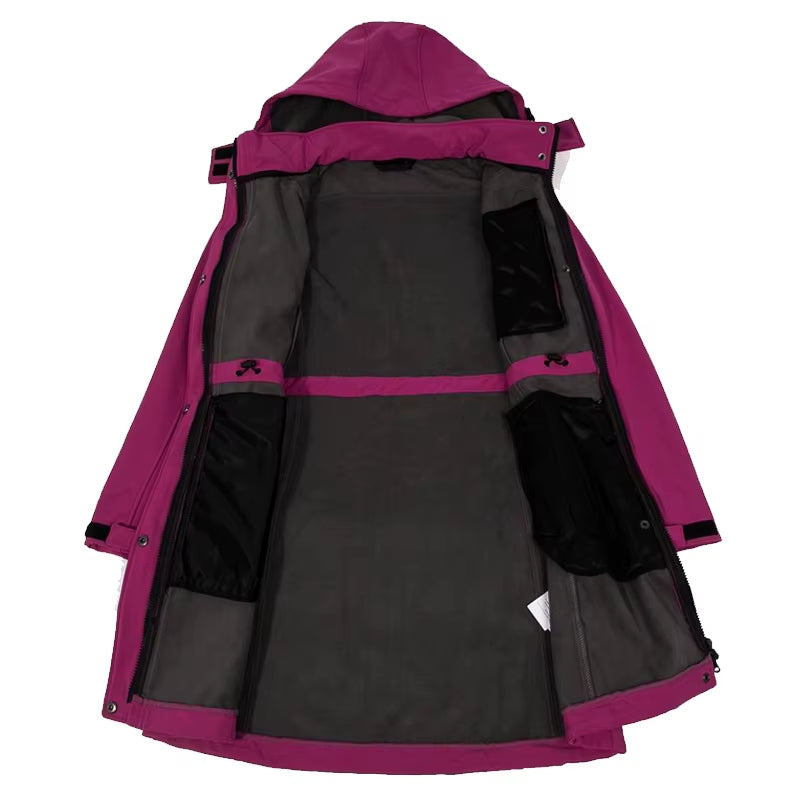 THE ARCTIC LIGHT Women'S Hiking Jacket Long Soft Shell Fleece Outdoor Windbreaker Camping Trekking Climbing Female Coats Winter