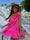 ruffle summer asymmetric bow pink dress