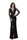 elegant formal black dress with silky detaling and long sleeves
