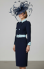 Navy blue contrast belted mother other bride dress