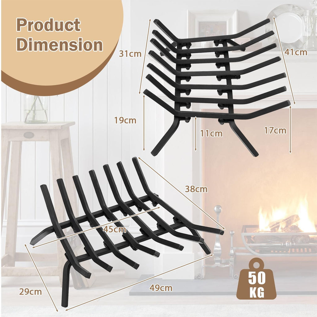 Outdoor Fireplace Grate Iron Fireplace Log Holder with 7 Steel Bars