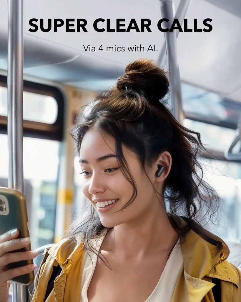 Soundcore P30I by Anker Noise Cancelling Earbuds, Strong and Smart Noise Cancelling, Powerful Bass, 45H Playtime, Bluetooth 5.4