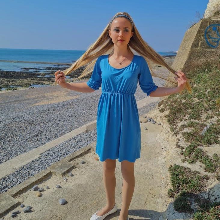 Petite Blue Dress with Pockets | Short Girls Club
