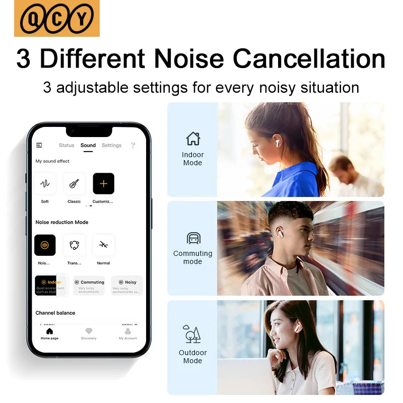 QCY HT05 Melobuds ANC Wireless Earbuds 40Db Multi-Mode ANC 6 Mics Ai-Enhanced Calls Bluetooth 5.2 Earphones Transparency 30H