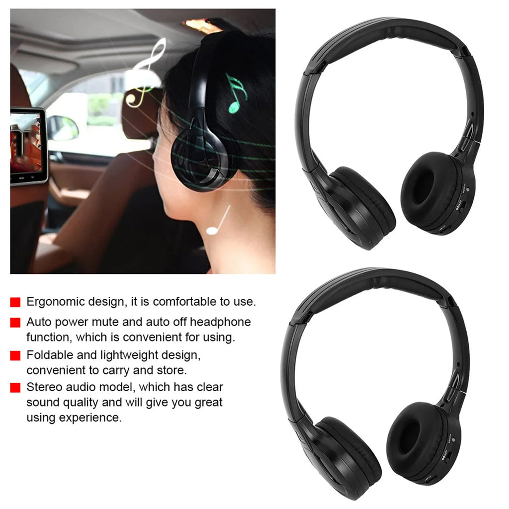 2 Channel Cordless Infrared IR Stereo Audio Headphone Earphone for Car Headrest DVD Cordless Headphone Infrared Headphone