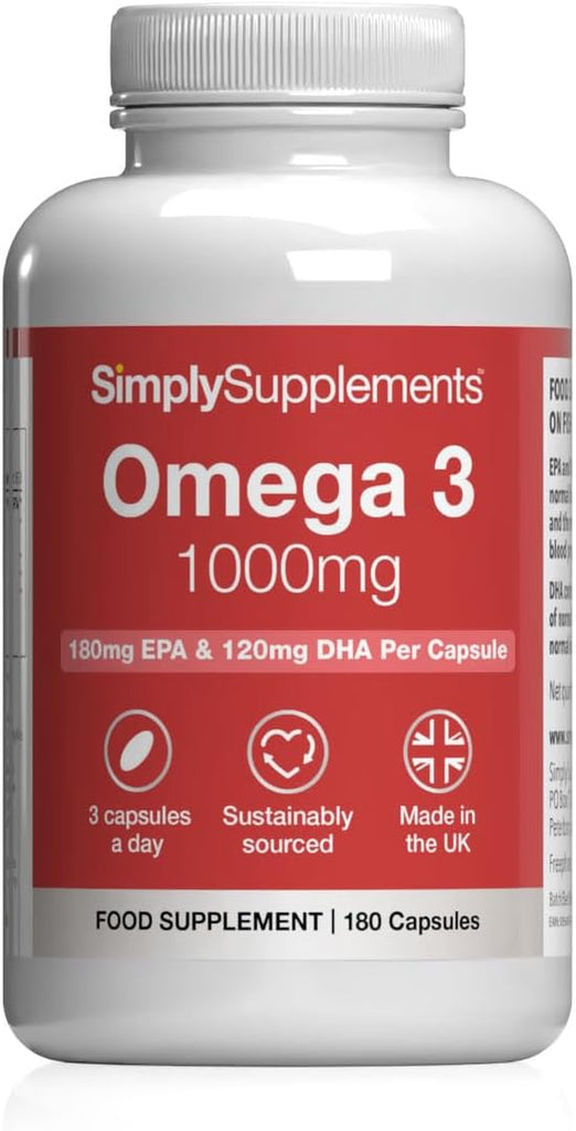Omega 3 Fish Oil 1000Mg | 180 Capsules | High EPA & DHA