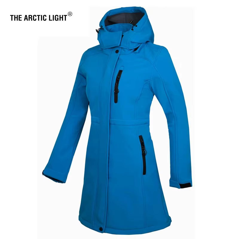 THE ARCTIC LIGHT Women'S Hiking Jacket Long Soft Shell Fleece Outdoor Windbreaker Camping Trekking Climbing Female Coats Winter