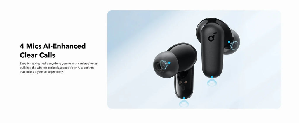 Soundcore P30I by Anker Noise Cancelling Earbuds, Strong and Smart Noise Cancelling, Powerful Bass, 45H Playtime, Bluetooth 5.4