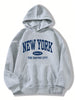 INAWLY Letter Graphic Kangaroo Pocket Drawstring Thermal Lined Hoodie,Long Sleeve Tops