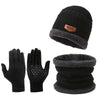 Men'S Windproof Hat Outdoor Travel Leisure Winter Scarf Gloves Three-Piece Neck One plus Cashmere Warm Winter Knitted Hat