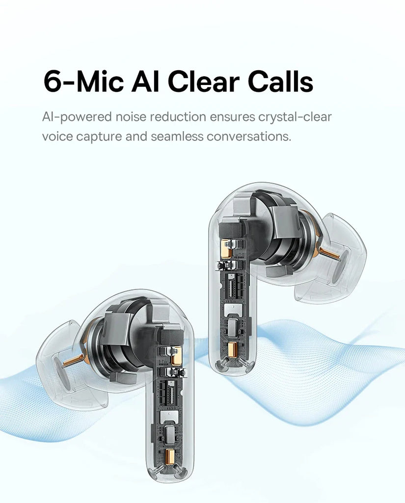 Baseus EP10 Pro ANC Earbuds Wireless Bluetooth 6.0 Earphones 50Db Realtime Adaptive Headphones 6 Mic Hi-Res LDAC IP55 Ear Buds